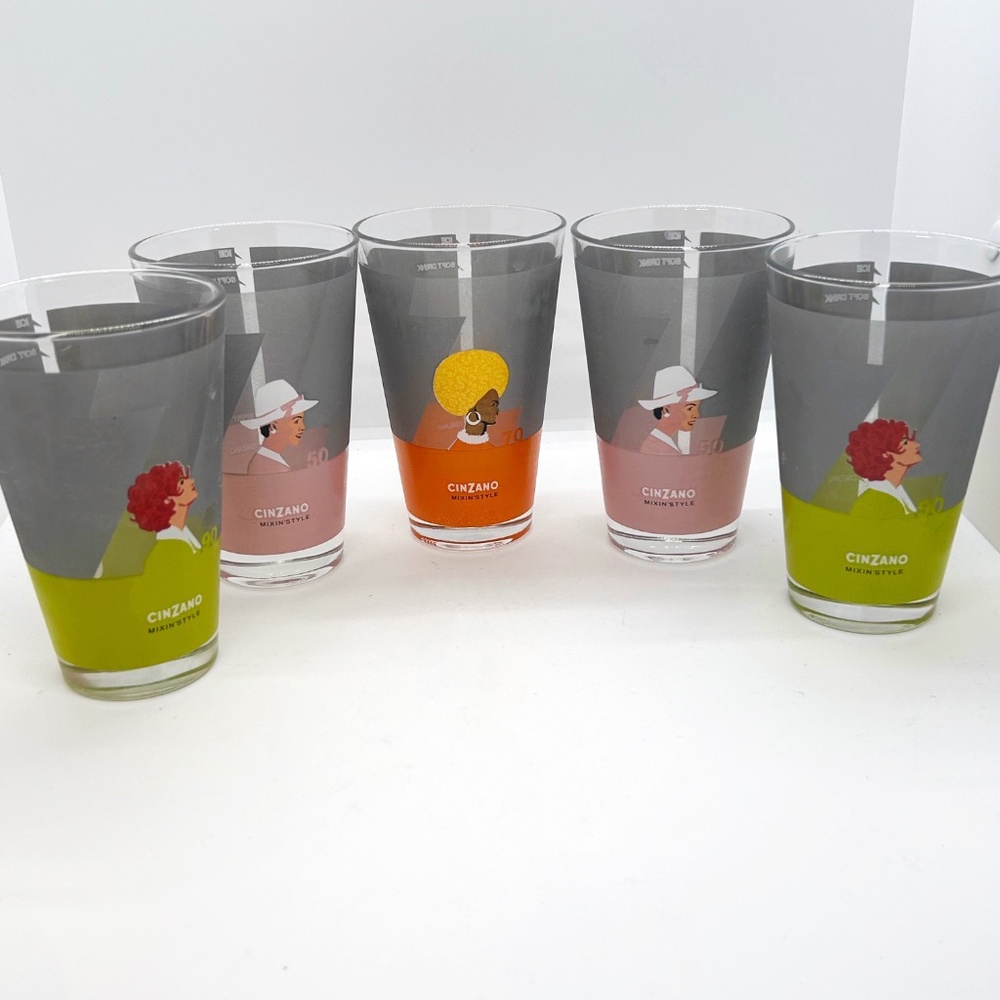 Set of 5 Vintage Cinzano Cocktail Glasses